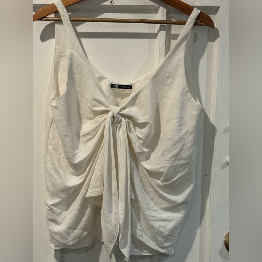 Zara Women's Ivory Knot Detail Tank Top
